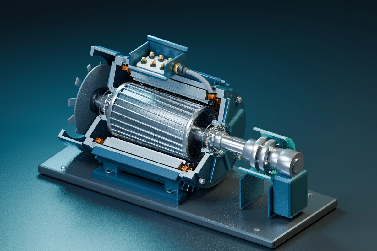 Cutaway educational model of an induction motor